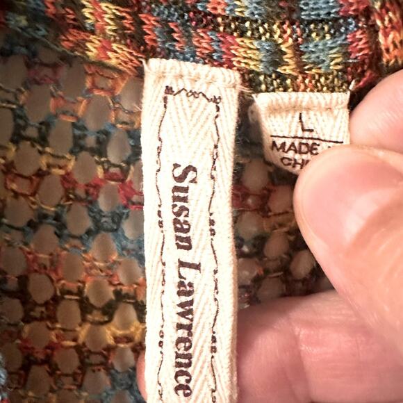 Susan Lawrence Lightweight Knit Sweater Cardigan Duster Flared Sleeve, size L - Picture 4 of 6